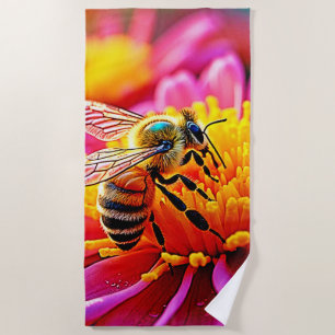 Vibrant Bee on Bloom Design Strandtuch