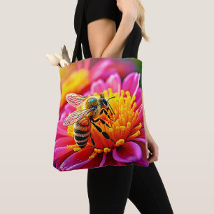 Vibrant Bee on Bloom Design Tasche