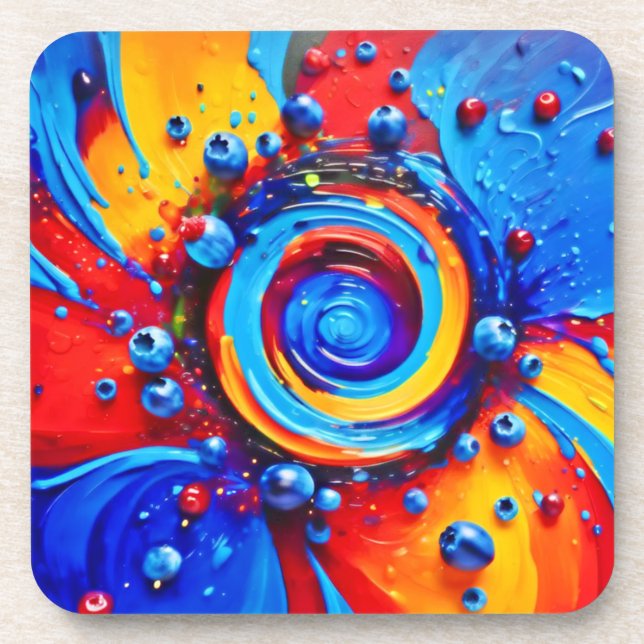 Vibrant Berry Vortex Getränkeuntersetzer (Vorderseite)