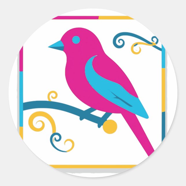 Vibrant Bird Silhouette Grafikdesign Runder Aufkleber (Vorderseite)