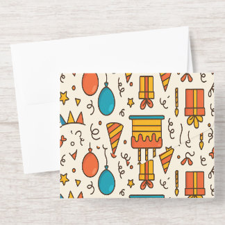 Vibrant Birthday Party Seamless Pattern All-in-One-Einladung