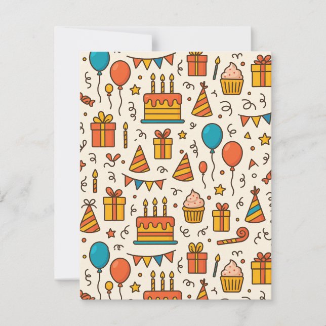 Vibrant Birthday Party Seamless Pattern Ankündigung (Vorderseite)
