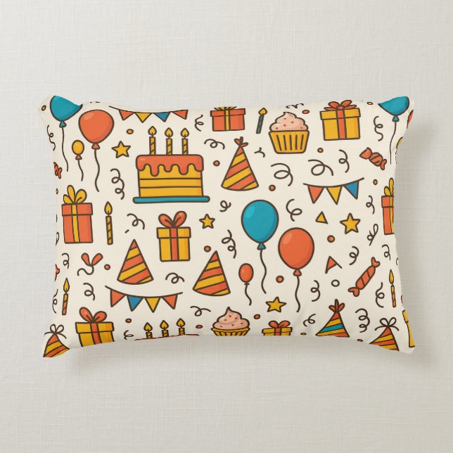 Vibrant Birthday Party Seamless Pattern Dekokissen (Vorderseite)