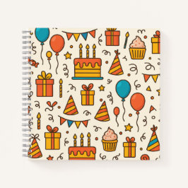 Vibrant Birthday Party Seamless Pattern Notizbuch