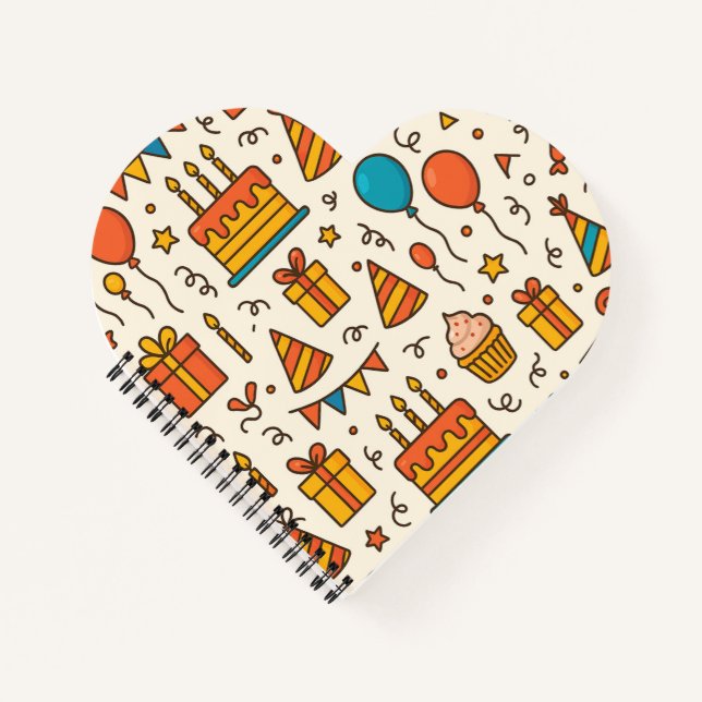 Vibrant Birthday Party Seamless Pattern Notizbuch (Vorderseite)