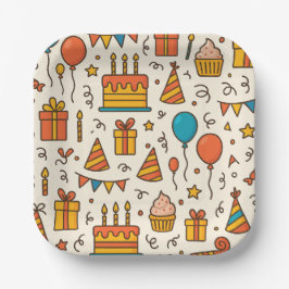 Vibrant Birthday Party Seamless Pattern Pappteller