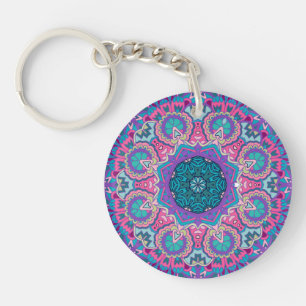 Vibrant bleu rose Turquoise violet floral Mandala