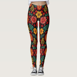 Vibrant Bloom Folklore All-Over-Print Leggings
