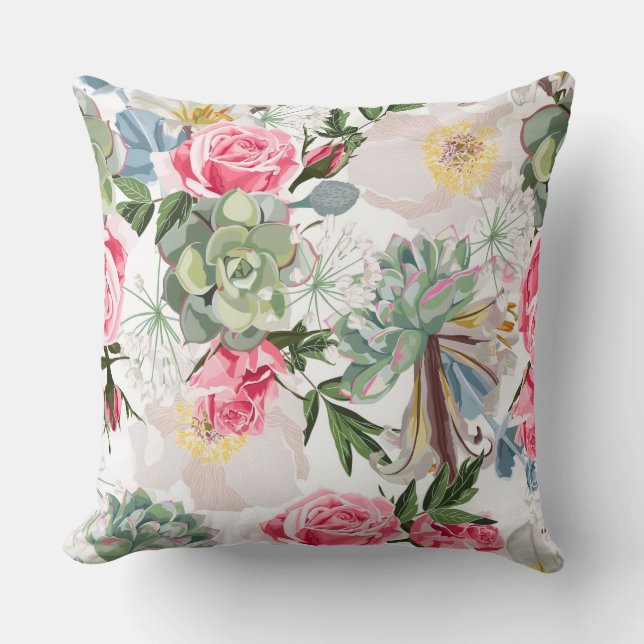 Vibrant Blossoms: Colorful Abstract Flowers Kissen (Vorderseite)