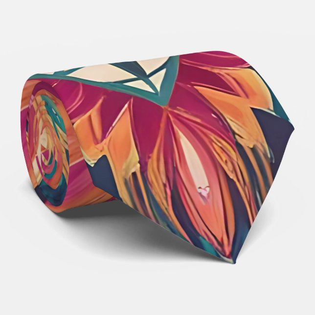 Vibrant Boho Floral Neck Tie Krawatte (Gerollt)