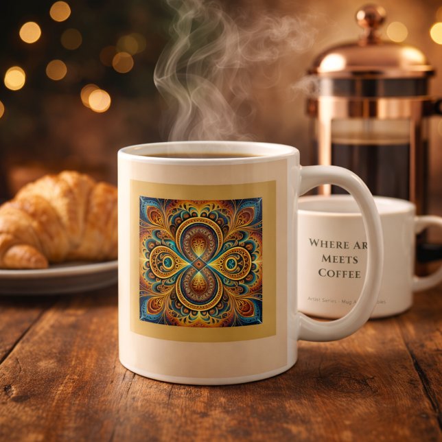 Vibrant Boho Fractal Mandala Art Kaffeetasse (Von Creator hochgeladen)