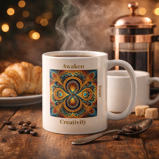 Vibrant Boho Fractal Mandala Art Kaffeetasse