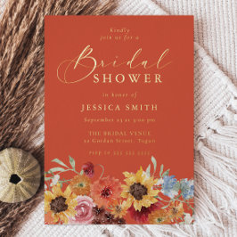 Vibrant Bold Floral Summer Bridal Shower Gold Folieneinladung
