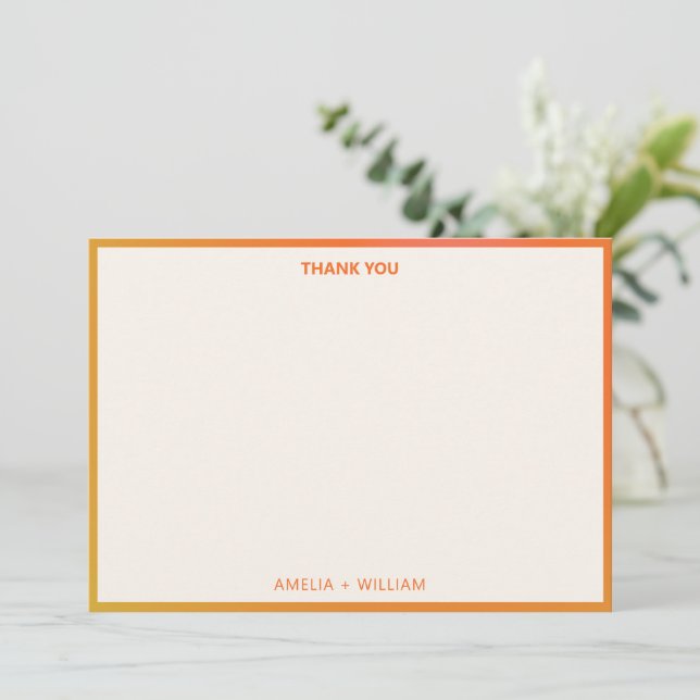 Vibrant Bold Orange Pink Gradient Custom Wedding Dankeskarte (Stehend Vorderseite)