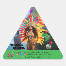 Vibrant Brazilian Carnival Design Travel Agency Dreieckiger Aufkleber