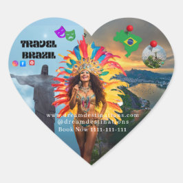 Vibrant Brazilian Carnival Design Travel Agency Herz-Aufkleber