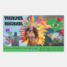 Vibrant Brazilian Carnival Design Travel Agency Rechteckiger Aufkleber