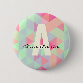 Vibrant Bright Color Monogram and Name Button