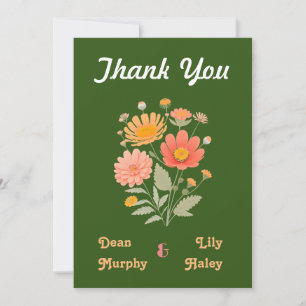 Vibrant Carte de remerciements floral rétro