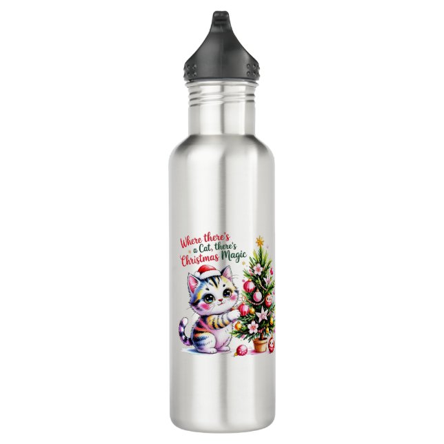 Vibrant Christmas Cat - Cute Pet Parent Accessory Edelstahlflasche (Rechts)