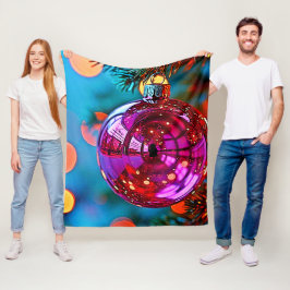 Vibrant Christmas Ornament Sparkle Design Fleecedecke