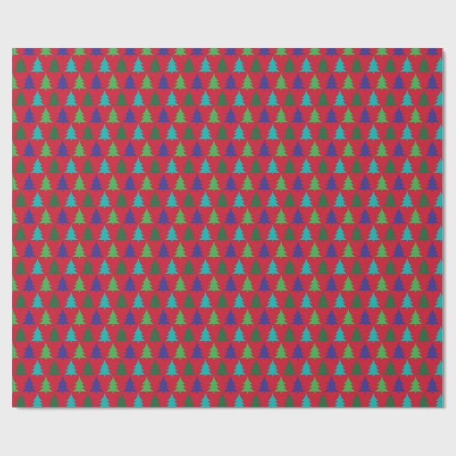 Vibrant Christmas Tree Holiday Pattern Geschenkpapier (Flach)