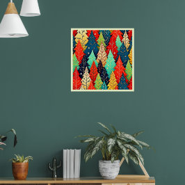 Vibrant Christmas Tree Pattern Art Poster