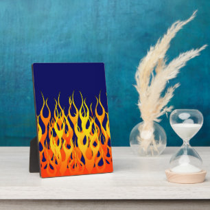 Vibrant Classic Racing Flames on Navy Blue Fotoplatte