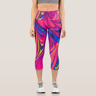 Vibrant Color Aesthetic Pattern Capri Leggings