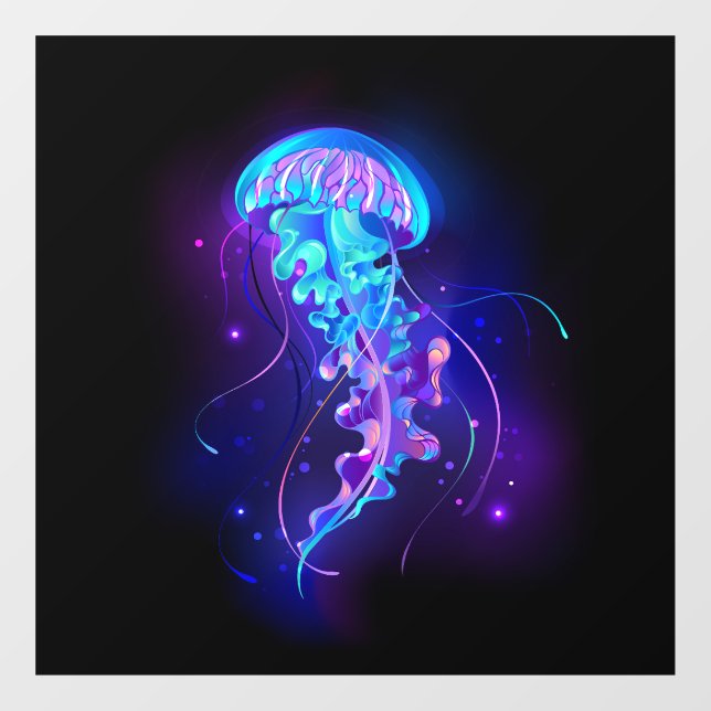 Vibrant Color Glowing Jellyfish Fensteraufkleber (Blatt)
