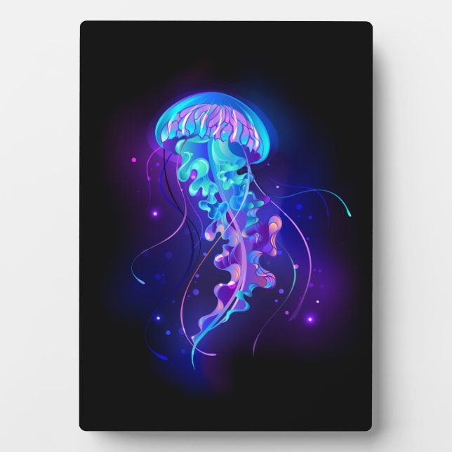 Vibrant Color Glowing Jellyfish Fotoplatte (Vorderseite)