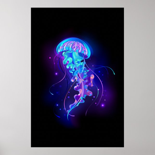 Vibrant Color Glowing Jellyfish Poster (Vorne)