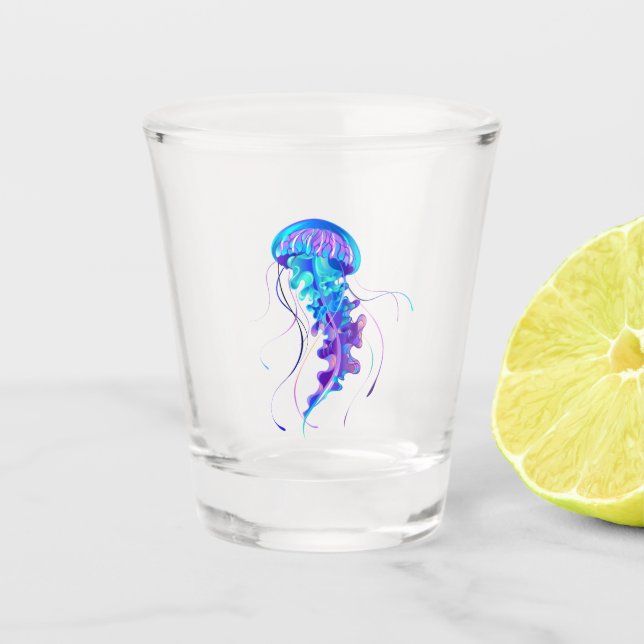 Vibrant Color Glowing Jellyfish Schnapsglas (Vorderseite)