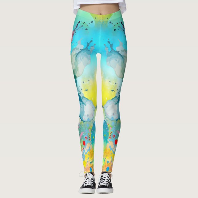Vibrant Color Splash Graphic Leggings (Vorderseite)