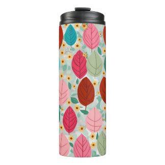Vibrant Colorful Leaf Seamless Pattern - Modern Fl Thermosbecher