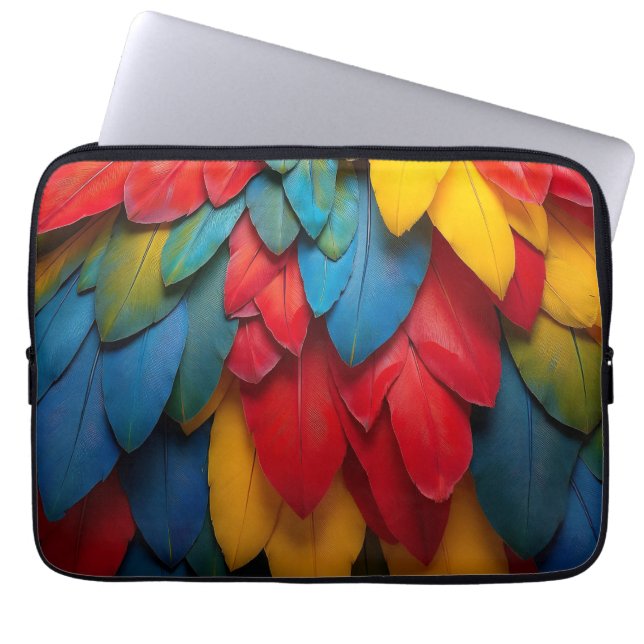 Vibrant Colorful Macaw Parrot Feathers Tropical Laptopschutzhülle (Vorderseite)