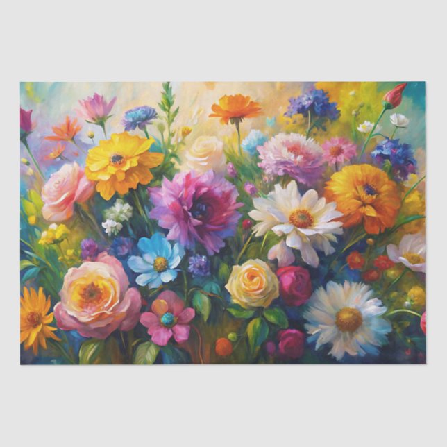 Vibrant Colorful Spring Flowers Decoupage Seidenpapier (Vorderseite)