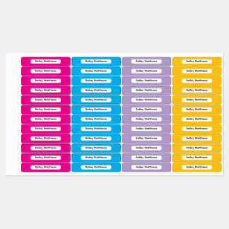 Vibrant Colors Kid Name Rectangle Name Sticker