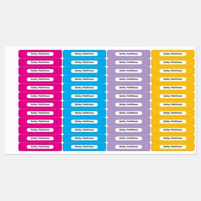 Vibrant Colors Kid Name Rectangle Name Sticker (Blatt)