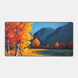 Vibrant Comptoir forestier d'automne Mat avec Blue