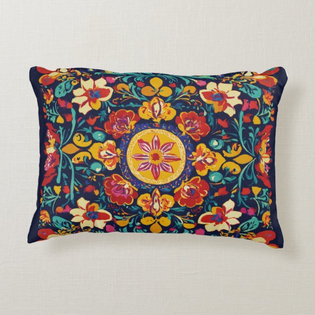 "Vibrant Coussin mexicain de la Fiesta" (Dos)