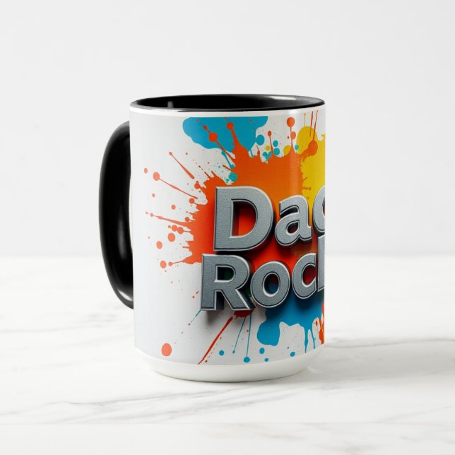 Vibrant Dad Rocks Splash Coffee Mug | Customizable Tasse (Vorderseite Links)