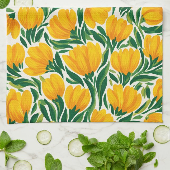 Vibrant Daffodil Kitchen Towels Geschirrtuch (Gefaltet)