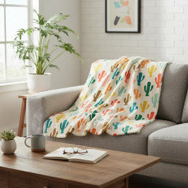 Vibrant Desert Botanical Throw Blanket  Fleecedecke