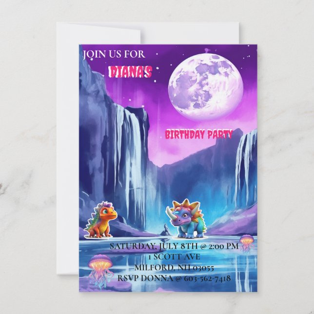 VIBRANT "DINOSAUR" THEME GEBURTSTAGLICHE EINLADUNG (Vorderseite)