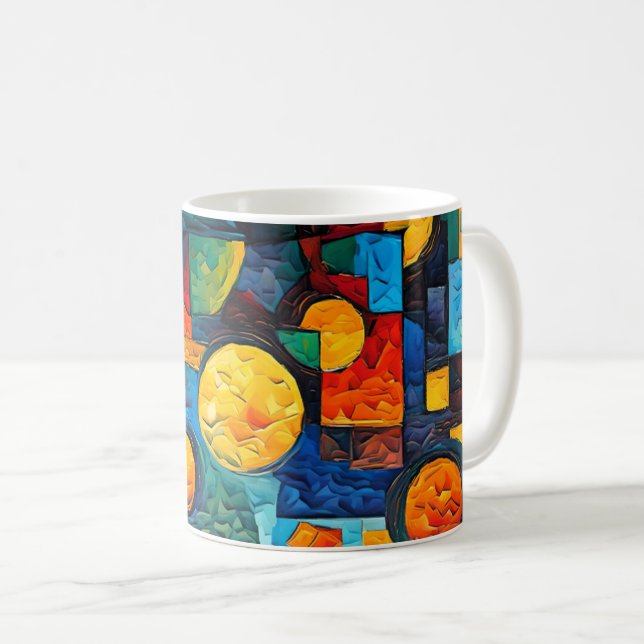 Vibrant Dreams Geometry – Bold Modern Abstract Art Kaffeetasse (VorderseiteRechts)