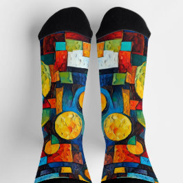 Vibrant Dreams Geometry – Bold Modern Abstract Art Socken