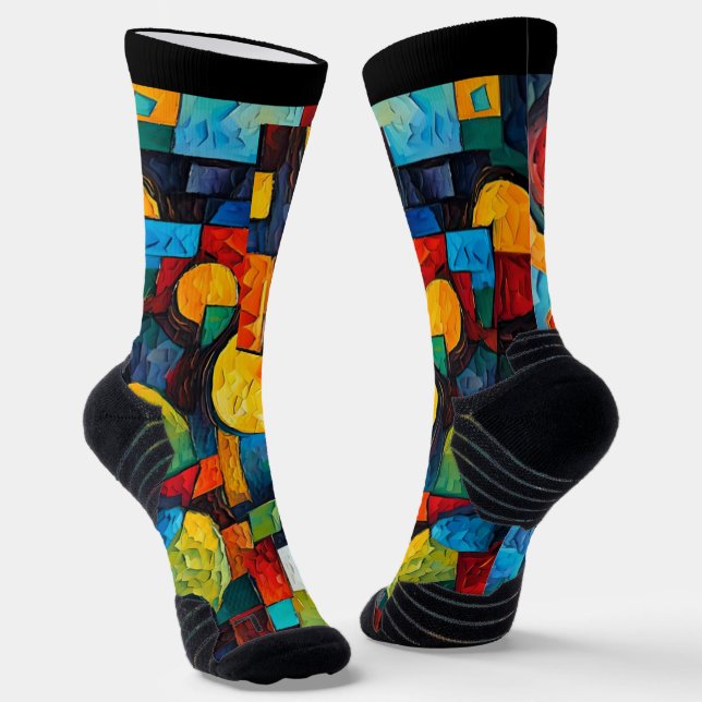 Vibrant Dreams Geometry – Bold Modern Abstract Art Socken (Gewinkelt)