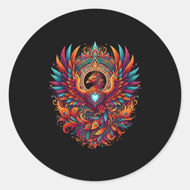 Vibrant Fantasy Pcute Ss Cute Ssnix Mythical Bird  Runder Aufkleber (Vorderseite)