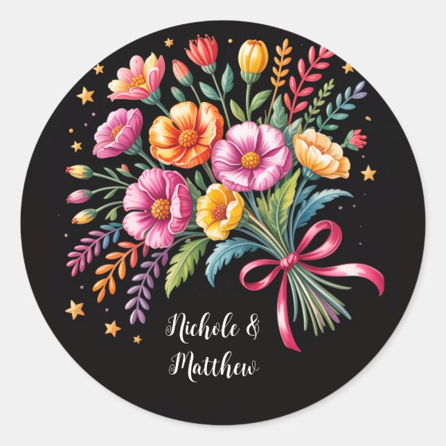 Vibrant Fiesta Wedding Bouquet Wedding Runder Aufkleber (Vorderseite)